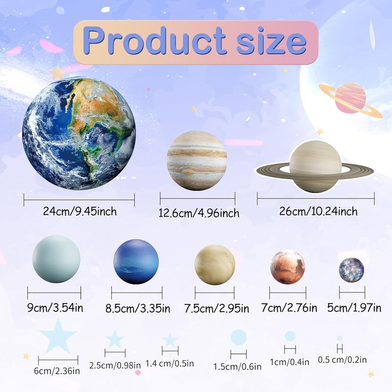 Robmoda Glow in The Dark Stars Solar System Wall Decals, The Earth Wall Stickers for Bedroom, Baby Nursery Planets Sticker Decoration for Ceiling (Blue) - Image 5